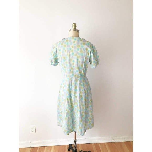 60s Vintage Pastel Splotch Day Dress A Line Floral - Picture 4 of 10
